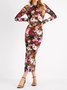 Floral Elegant Skinny Long Sleeve Midi Dress