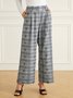 Regular Fit Plaid Fashion High Waist Pants