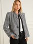 Long sleeve Loose Houndstooth Stand Collar Jacket