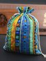 Ethnic style cotton and linen drawstring bag