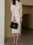 Elegant Plain Long Sleeve Midi Dress