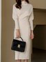 Elegant Plain Long Sleeve Midi Dress