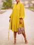 Long sleeve Loose Plain Stand Collar Lantern Sleeve Dress