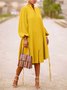 Long sleeve Loose Plain Stand Collar Lantern Sleeve Dress