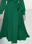 Elegant Regular Fit Plain Long Sleeve Midi Dress