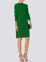 High Elasticity Loose Long sleeve H-Line Elegant Boat Neck Dress