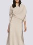Elegant Loose Long sleeve Asymmetrical Plain Sweater