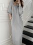Long sleeve Loose Elegant Plain Midi Dress