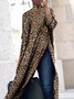 Micro-Elasticity Urban Stand Collar Loose Leopard Long Top