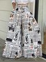 Text Letters Regular Fit Urban Fashion Pants