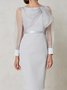 Plain Elegant Crew Neck Midi Long sleeve Dress