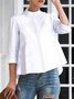 Loose Stand Collar Simple Plain Blouse