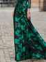 Elegant Shawl Collar Random Print Dress