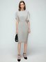 Regular Fit Boat Neck Solid Short Sleeve Knit Dress