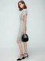 Regular Fit Boat Neck Solid Short Sleeve Knit Dress
