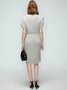 Regular Fit Boat Neck Solid Short Sleeve Knit Dress