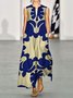 Vacation Floral V Neck Loose Pockets  Dress