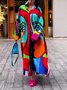 Loose Abstract Shirt Collar Casual Dress