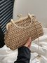 Casual Metal Straw Stitching Clutch Elegant Vacation Women's Messenger Bag