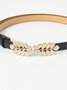 Urban Casual Wheat Ear Pattern Adjustable Leather Belt Women's Accessories