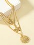 Vacation Gold Starfish Shell Layered Necklace Boho Beach Women's Jewelry
