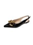 Croc Embossed Gold Chain Pointed Toe Pumps