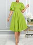 Plain Crew Neck Elegant Regular Fit Dress