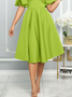 Plain Crew Neck Elegant Regular Fit Dress