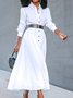 Urban Shirt Collar Loose Dress With No Belt