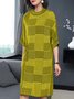 Loose Urban Crew Neck Houndstooth Dress