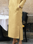 Urban Loose Stand Collar Long Sleeve Plain Maxi Dress