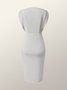 Regular Fit Boat Neck Solid Short Sleeve Knit Dress
