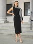 Elegant Asymmetrical Neck Bodycon Midi Dress