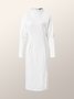 Elegant Plain Long Sleeve Midi Dress