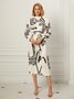 Daily Abstract Stand Collar Regular Fit Dress