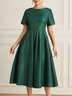 Plain Elegant Short Sleeve Regular Fit Midi Party Dress