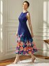 Elegant Regular Fit Crew Neck Floral Dress