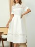 Plain Elegant Stand Collar Regular Fit Midi Dress