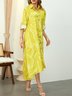 Random Print Shirt Collar Vacation Dress