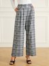 Regular Fit Plaid Fashion High Waist Pants