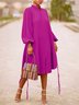 Long sleeve Loose Plain Stand Collar Lantern Sleeve Dress