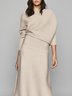 Elegant Loose Long sleeve Asymmetrical Plain Sweater
