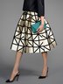 Regular Fit Elegant Geometric Midi Skirt