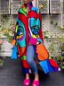 Loose Abstract Shirt Collar Casual Dress