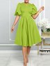 Plain Crew Neck Elegant Regular Fit Dress