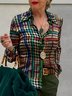 Urban Regular Fit Shirt Collar Houndstooth Blouse
